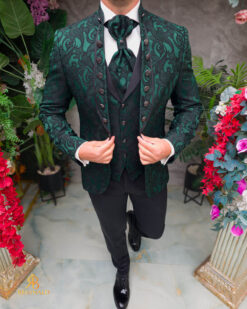 Elegante completo da sposo verde, set da 4 pezzi - C5447