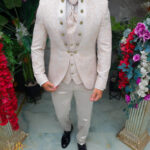 Elegant beige suit for GROOM/GODFATHER, set: 4 pieces - C5454