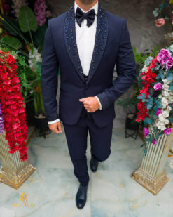 Abito da sposo blu navy di MIRE/NAS con paillettes, set: 4 pezzi - C5450