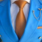 Tie and pocket square set, brown with pattern - CV1103