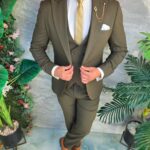 Costum de bărbați, Verde: Sacou, Vesta si Pantalon- C5436