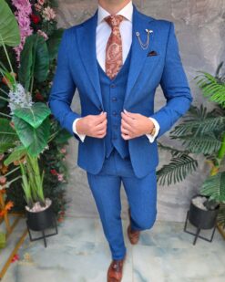 Costum de bărbați, Albastru: Sacou, Vesta si Pantalon- C5438 – Image 3