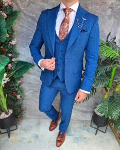 Costum de bărbați, Albastru: Sacou, Vesta si Pantalon- C5438 – Image 7