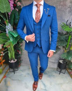 Costum de bărbați, Albastru: Sacou, Vesta si Pantalon- C5438 – Image 8