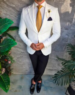Sacou de bărbați, Slim Fit, Alb-ivoire-SC1122