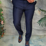 Pantalones elegantes, azul marino, corte clásico - PN867
