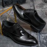 Pantofi de barbati, Negri-lacuiti,  din piele naturala- P1985