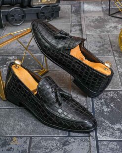 Pantofi Loafers Reginald, negri, din piele 100% naturala - P1979