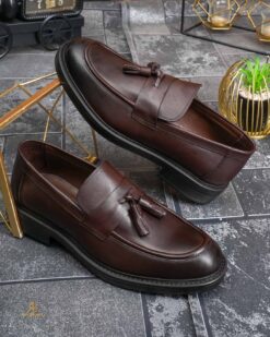Pantofi Loafers Reginald, maro, din piele 100% naturala - P1983