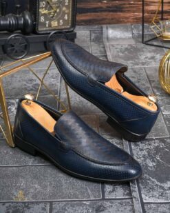 Pantofi Loafers Reginald, bleumarin, din piele 100% naturala - P1977
