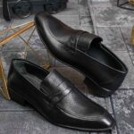 Pantofi Loafers Reginald, negri, din piele 100% naturala - P1976