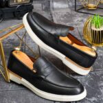Pantofi Loafers Reginald, negri, din piele 100% naturala - P1971