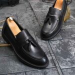 Mocassins Reginald, noirs, en cuir naturel 100% - P1969