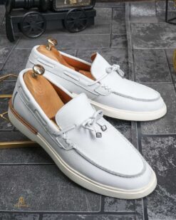 Mocasini de barbati casual, albi, talpa inalta ultra-usoara – AD923