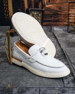 Mocasini de barbati casual, albi, talpa inalta ultra-usoara – AD923 - imagine 6