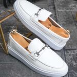 Mocasini de barbati casual, albi, talpa inalta ultra-usoara – AD922