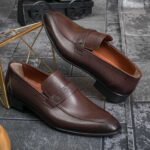 Pantofi Loafers Reginald, maro, din piele 100% naturala - P1963