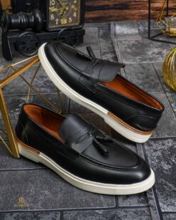 Pantofi Loafers Reginald, negri, din piele 100% naturala - P1961