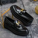 Men's casual loafers, black patent, ultra-lightweight thick sole – AD917