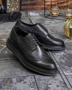 Una visione alternativa del Pantofi de barbati, negru, din piele naturală, model oxford- P1955
