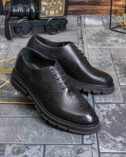 Una visione alternativa del Pantofi de barbati, negru, din piele naturală model croc cu talpa înaltă- P1954