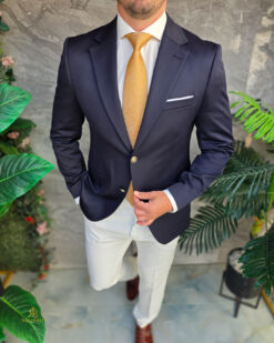 Sacou de bărbați, Slim Fit, Bleumarin, Nasturi aurii-SC1119
