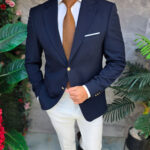 Men's blazer, Slim Fit, Navy Blue, Gold buttons-SC1116