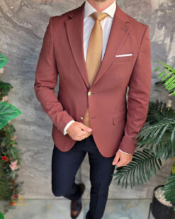 Sacou de bărbați, Slim Fit, Maro, nastrui aurii-SC1113