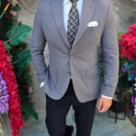 Men's blazer, Slim Fit, Grey-SC1111