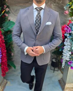 Una visione alternativa del Sacou de bărbați, Slim Fit, Gri-SC1111