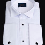 Men's white formal shirt with cufflinks, wing collar - CR196