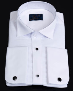 Camicia bianca da cerimonia da uomo con bottoni da polsino e colletto a farfalla - CR196