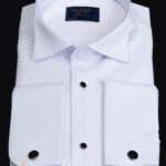 Men's white formal shirt with cufflinks, wing collar - CR201