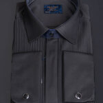 Chemise de cérémonie noire pour homme avec boutons de manchette et col évasé - CR197
