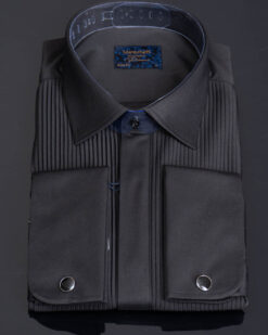 Men's black formal shirt with cufflinks, cutaway collar - CR197