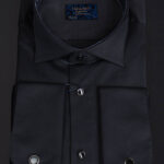 Men's black shirt with cufflinks, wing collar - CR194