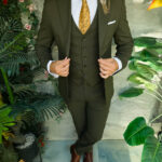 Traje de hombre, corte ajustado, verde: chaqueta, chaleco y pantalón - C5509