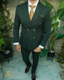 Costum de barbati elegant Verde, cu butoni aurii, Sacou si Pantalon - C5510