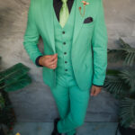 Traje de hombre, verde: chaqueta, chaleco y pantalón - C5463
