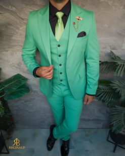 Costum de bărbați, Verde: Sacou, Vesta si Pantalon - C5463