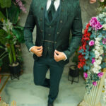 Elegant green groom suit, set: 4 pieces - C5455