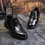 Mocasini de barbati casual, negri cu siret, talpa inalta ultra-usoara – AD924