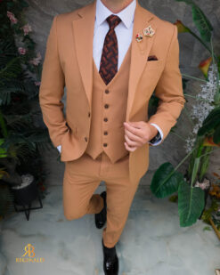 Costum de bÄrbaČi, Slim fit eleastic, Maro: Sacou, Vesta si Pantalon - C5515 - immagine 5
