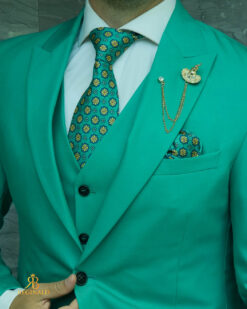 Costum de bărbați, Verde: Sacou, Vesta si Pantalon - C5465 – Image 5