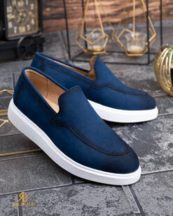 Mocasini de barbati casual, albastri, talpa inalta ultra-usoara – AD927 - immagine 4