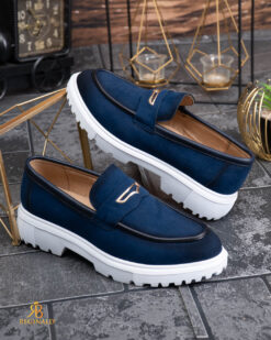 Mocasini de barbati casual, albastri, talpa inalta ultra-usoara – AD929 - immagine 3