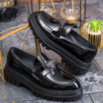 Men's casual patent black loafers, ultra-lightweight chunky sole – AD928