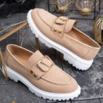 Mocassini casual da uomo, beige, suola alta ultraleggera – AD933