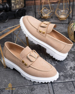 Mocasini de barbati casual, Bej, talpa inalta ultra-usoara – AD933