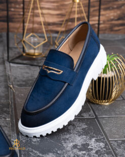 Una visione alternativa del Mocasini de barbati casual, albastri, talpa inalta ultra-usoara – AD929